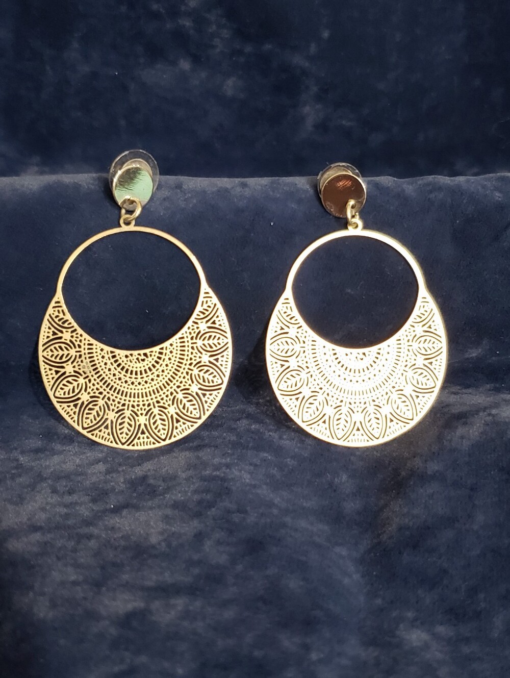 Filigree Boho Earrings, gold colored